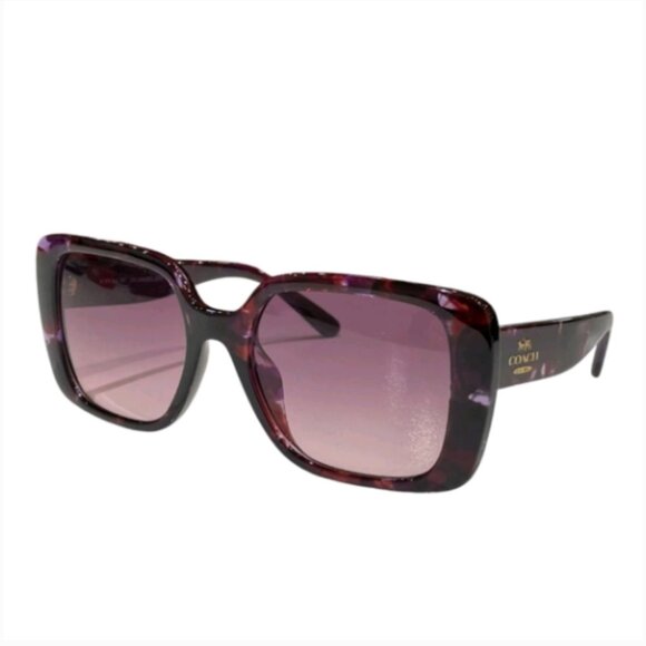 Coach Purple Tortoise Shell Oversized Square Sunglasses - NEW $211 MSRP main image 8